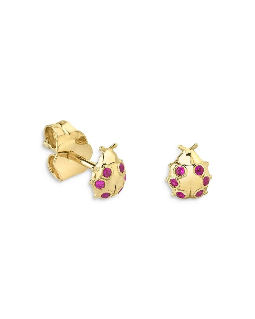 商品Sydney Evan|14K Yellow Gold Ruby Tiny Ladybug Single Stud Earring,价格¥1929,第1张图片