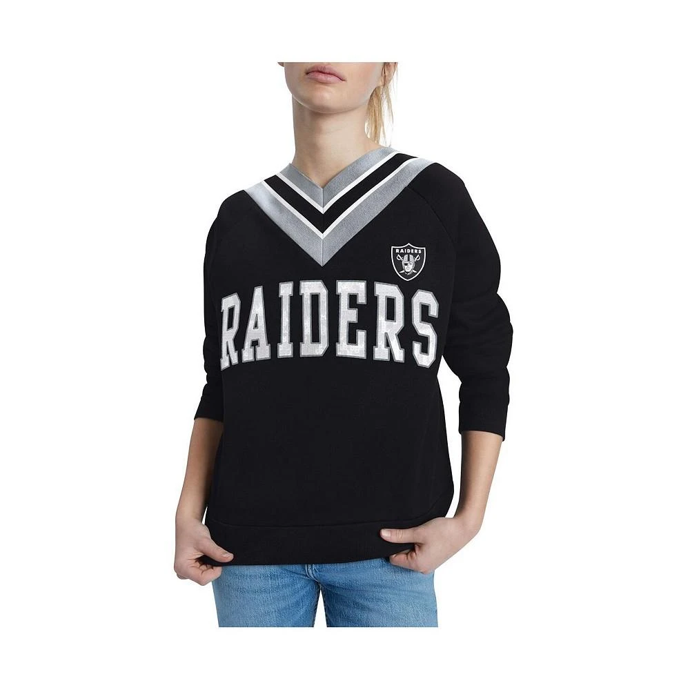 商品Tommy Hilfiger|Women's Black Las Vegas Raiders Heidi V-Neck Pullover Sweatshirt,价格¥471,第3张图片详细描述