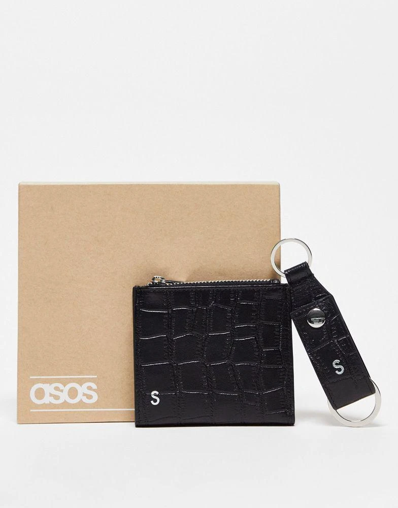 商品ASOS|ASOS DESIGN leather keyring and wallet set with S initial,价格¥104,第1张图片