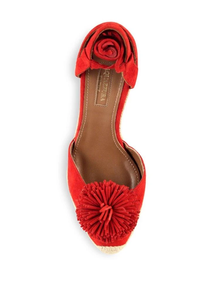 商品Aquazzura|Sunshine Pom-Pom Suede Wedge Espadrilles,价格¥2025,第4张图片详细描述