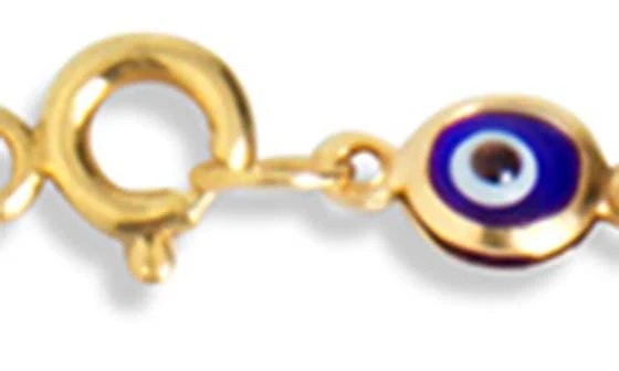 商品Savvy Cie Jewels|18K Gold Plated Sterling Silver Evil Eye Necklace,价格¥300,第3张图片详细描述