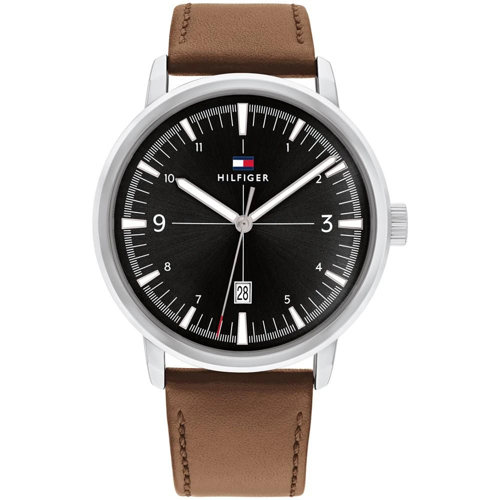 商品Tommy Hilfiger|Men's Brown Leather Strap Watch 44mm,价格¥380,第1张图片