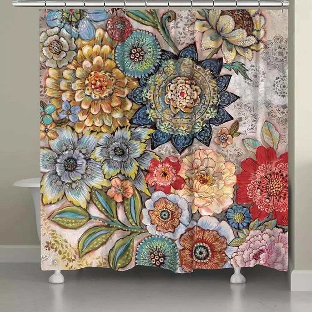 商品Laural Home|Boho Bouquet Shower Curtain, 71" x 72",价格¥773,第2张图片详细描述