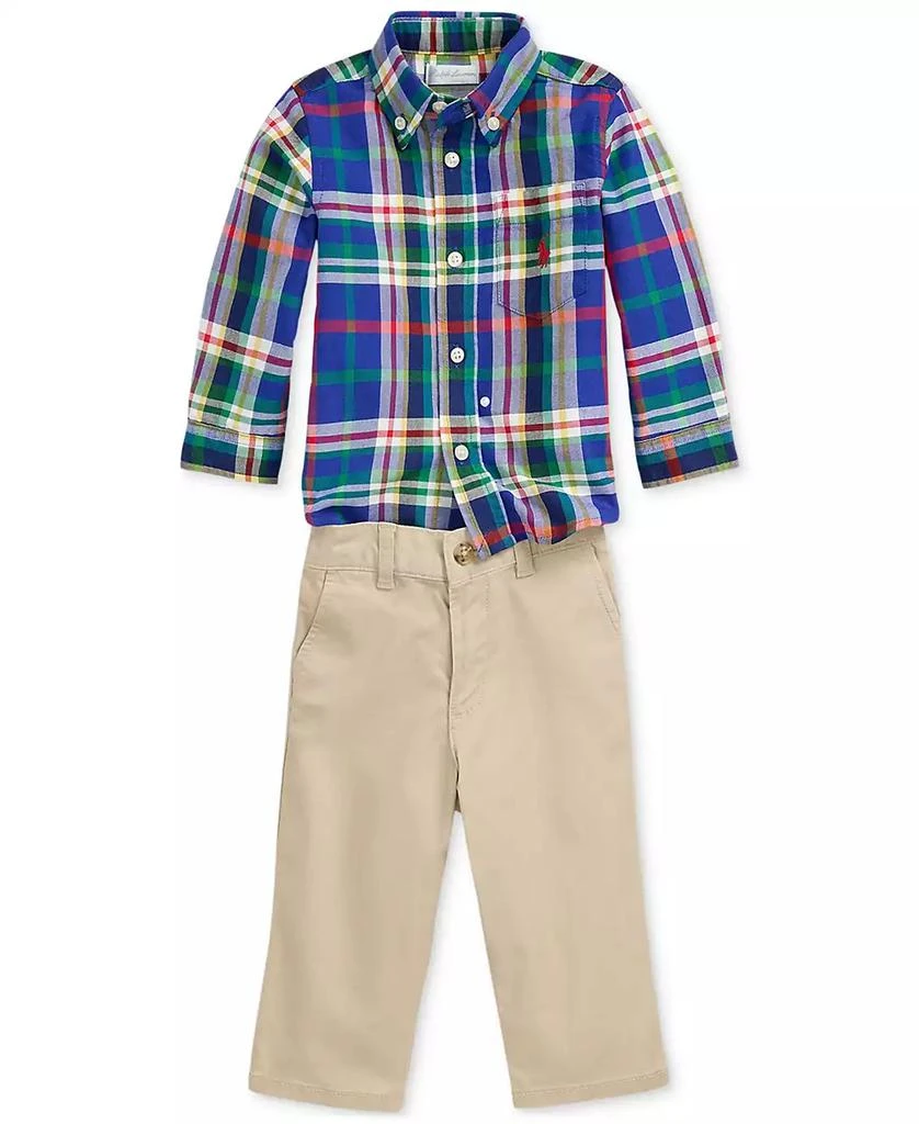 商品Ralph Lauren|Baby Boys Plaid Shirt & Chino Pants, 2 Piece Set,价格¥359,第1张图片