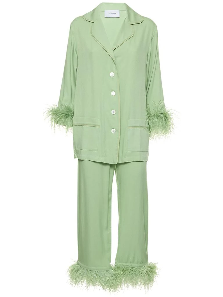 商品Sleeper|Party Viscose Pajama Set W/feathers,价格¥1541,第1张图片