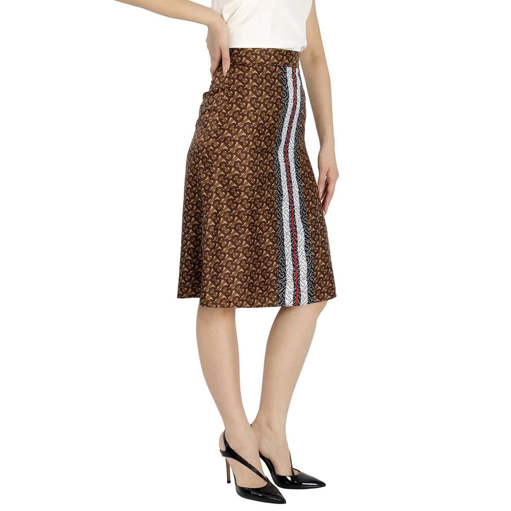 A-line Monogram Stripe Print Silk Skirt商品第2张图片规格展示