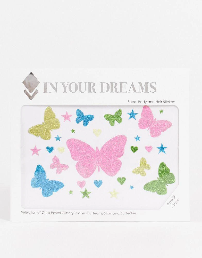 商品In Your Dreams|In Your Dreams Pastel Azure Butterfly Shape Face & Hair Stickers,价格¥64,第1张图片