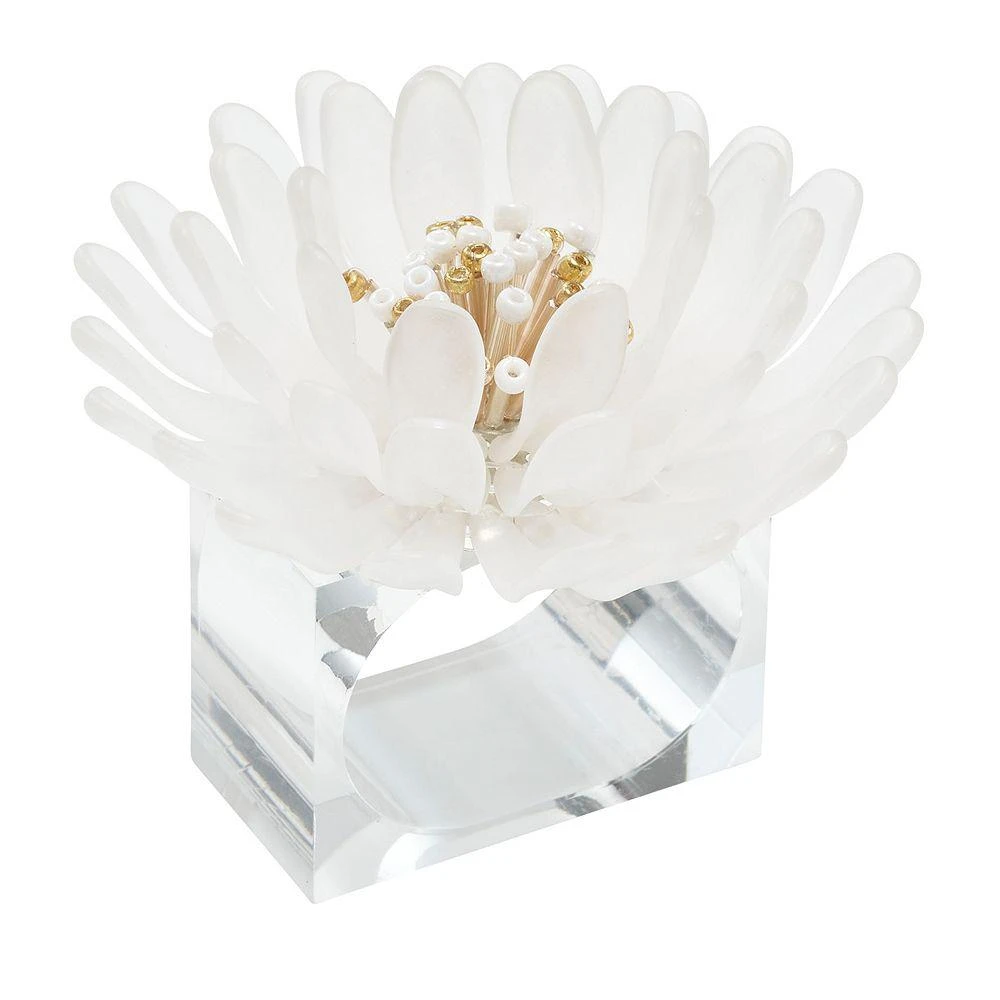 Cosmos Napkin Ring in White & Gold, Set of 4 商品