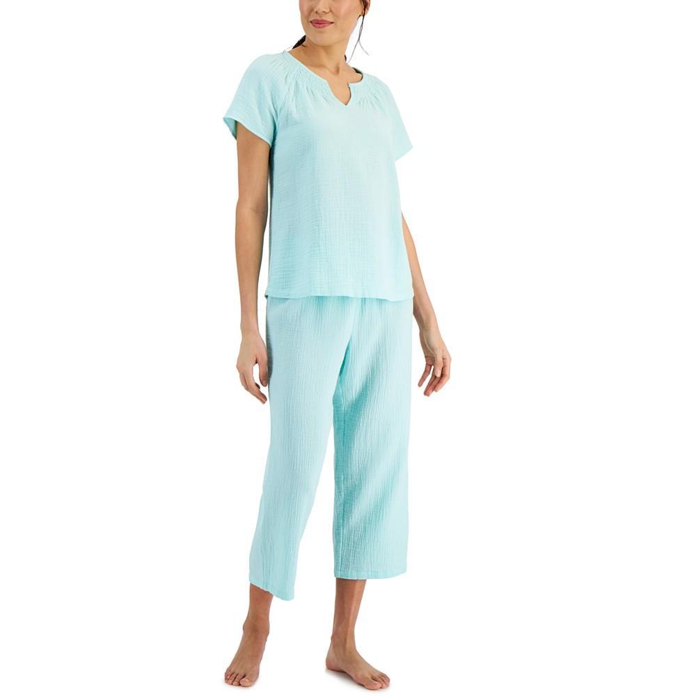 商品Charter Club|Cotton Gauze Cropped Pajama Set, Created for Macy's,价格¥202,第1张图片
