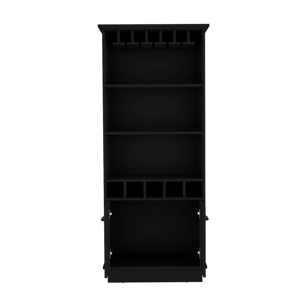商品Depot E-Shop|Bar Cabinet with Wine Rack, three Open Storage Shelves and One Cabinet,Black,价格¥3066,第2张图片详细描述