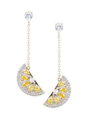 商品Eye Candy LA|Crystal Lemon Drop Linear Earrings,价格¥213,第1张图片