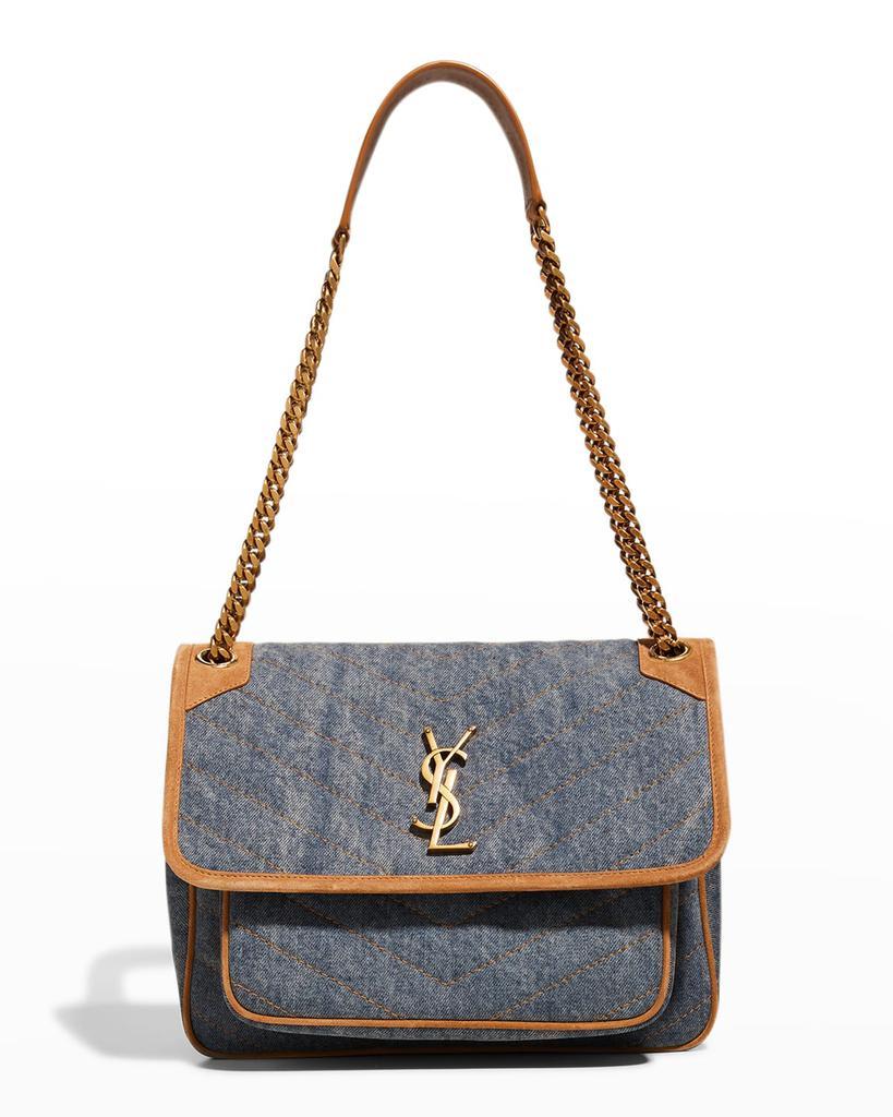 商品Yves Saint Laurent|Niki Medium YSL Denim Shoulder Bag,价格¥19501,第1张图片