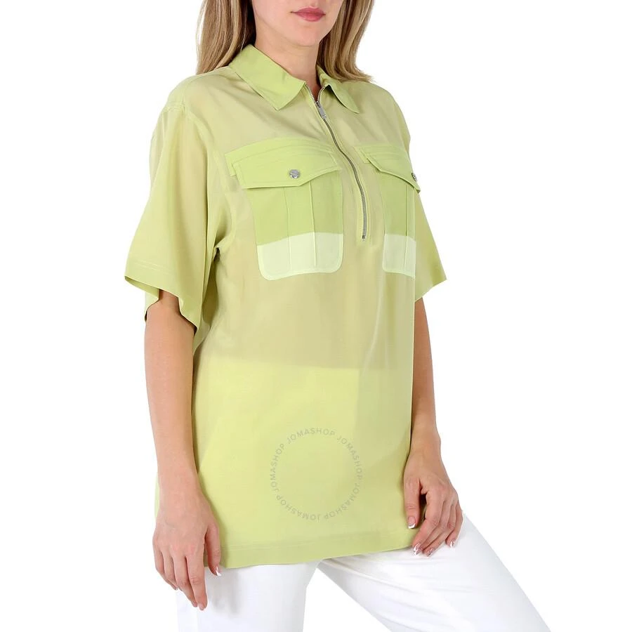 商品Burberry|Ladies Mist Green Ilona Zip-front Silk Bowling Shirt,价格¥687,第2张图片详细描述