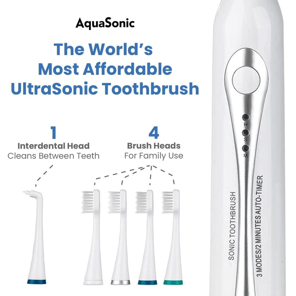 商品AquaSonic|AquaSonic Home Dental Center Rechargeable Power Toothbrush & Smart Water Flosser - Complete Family Oral Care System - 10 Attachments and Tips Included - Various Modes & Timers (White),价格¥503,第2张图片详细描述