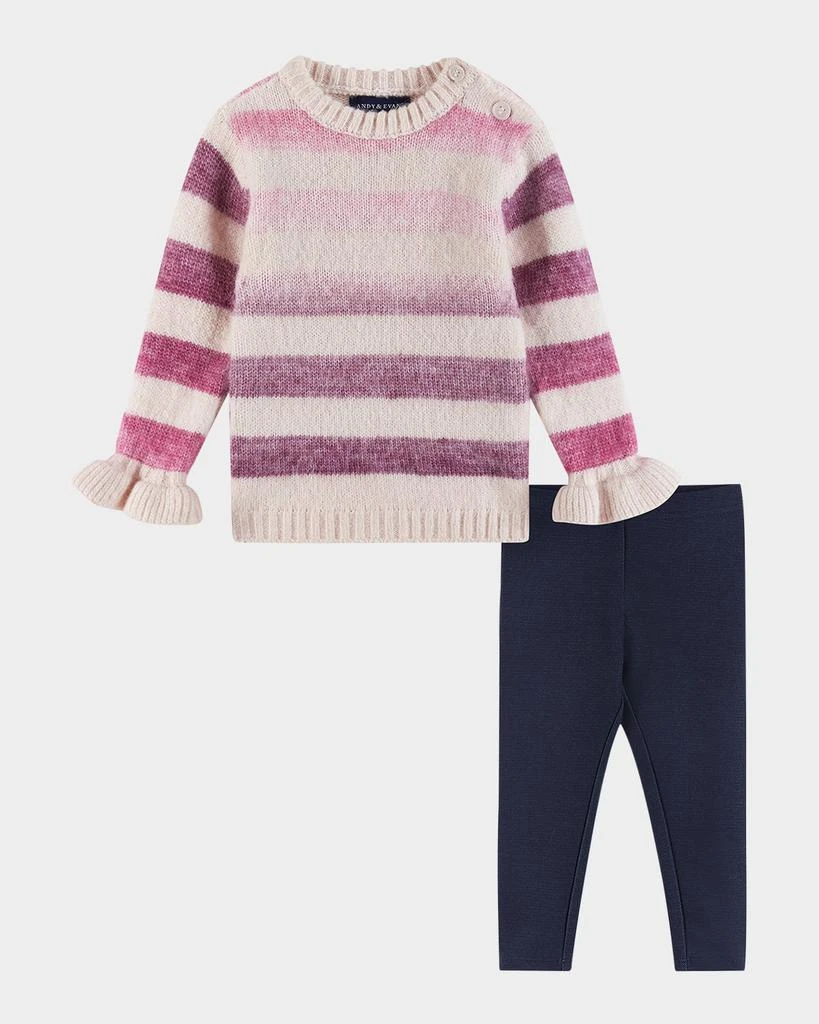 商品Andy & Evan|Girl's Ombre Striped Sweater & Legging Set, Size 6M-24M,价格¥433,第1张图片