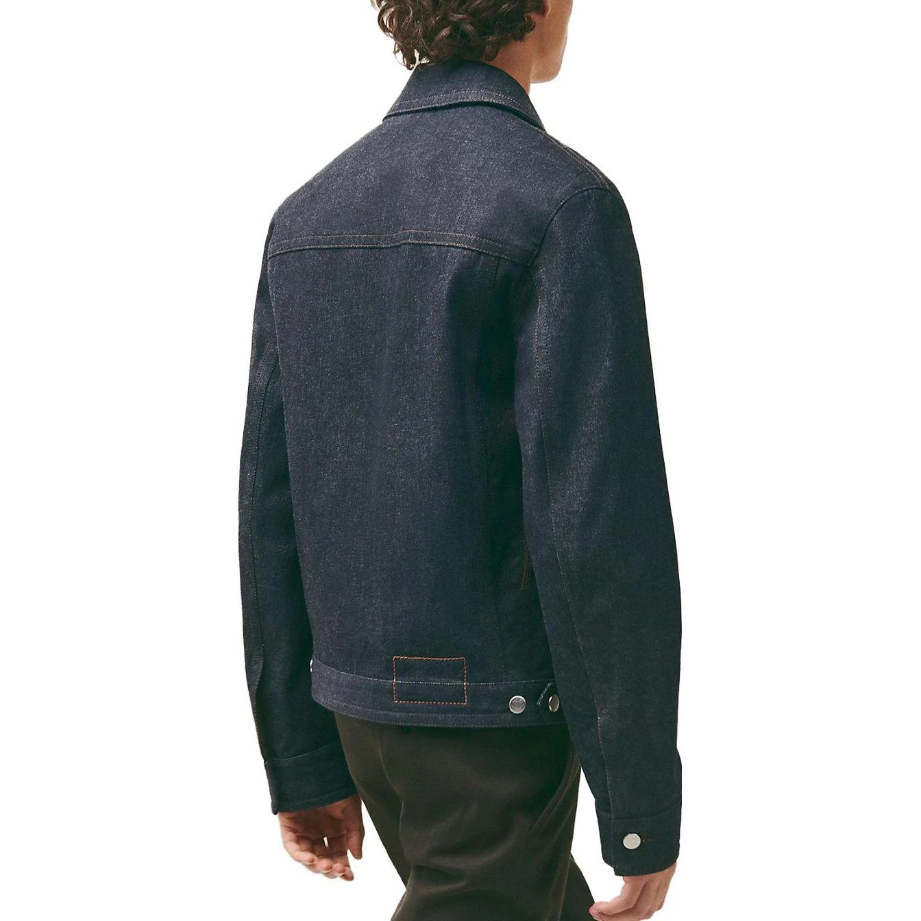 商品[国内直发] Hermes|爱马仕 SS23 Logo刺�绣单排扣牛仔外套 男款 藏青色,价格¥15848,第8张图片详细描述