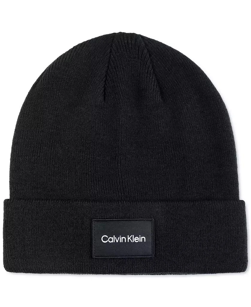 商品Calvin Klein|Men's Woven Logo Patch Beanie,价格¥182,第1张图片