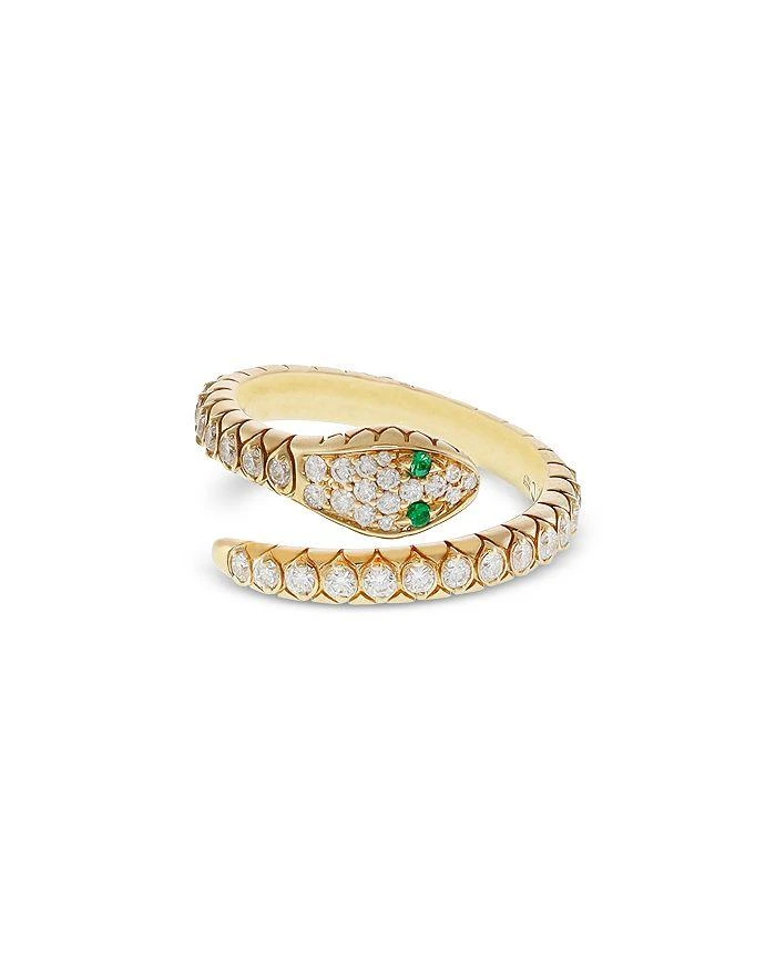 商品Crivelli|18K Yellow Gold Serpent Diamond & Emerald Snake Coil Ring - Exclusive, Italy Campaign,价格¥24201,第1张图片详细描述