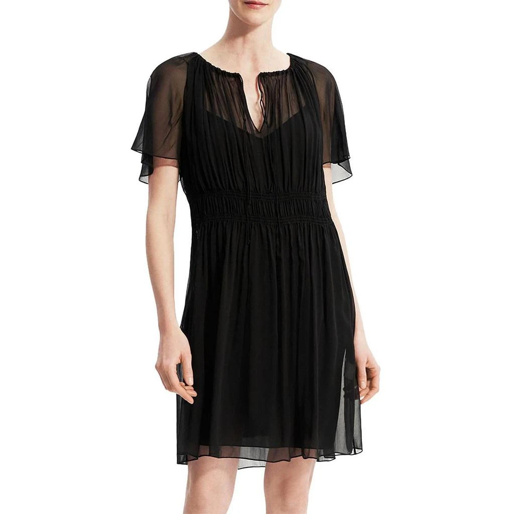 商品Theory|Theory Womens Silk Tie Neck Fit & Flare Dress,价格¥465,第1张图片