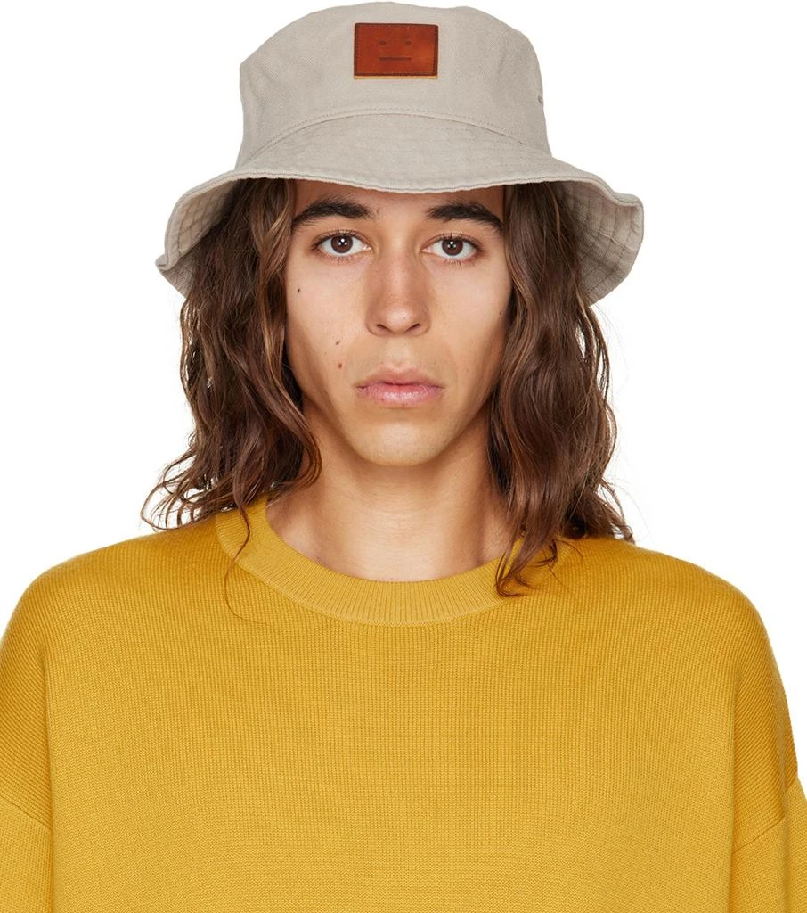 商品Acne Studios|Beige Leather Patch Bucket Hat,价格¥537,第1张图片