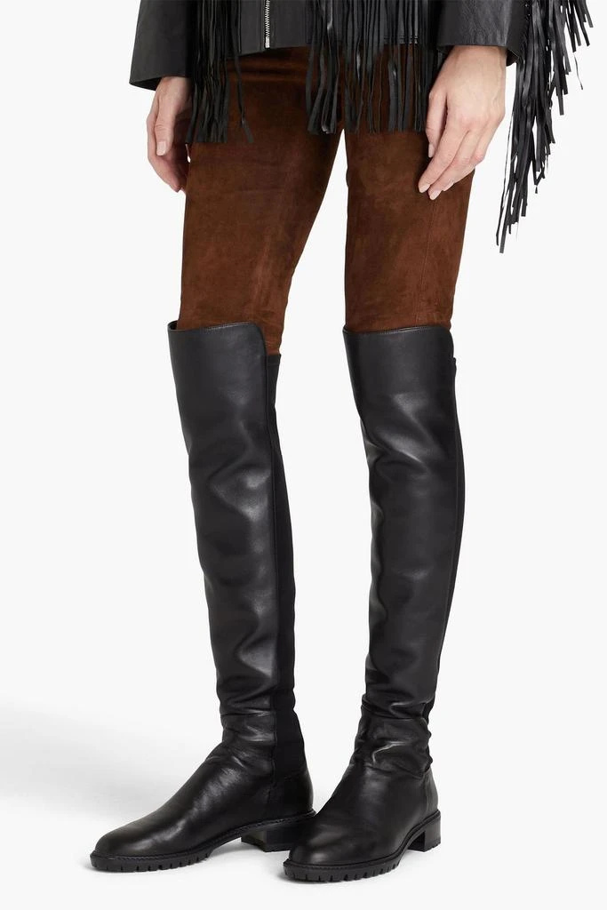 商品Stuart Weitzman|Keelan leather and neoprene over-the-knee boots,价格¥2062,第2张图片详细描述