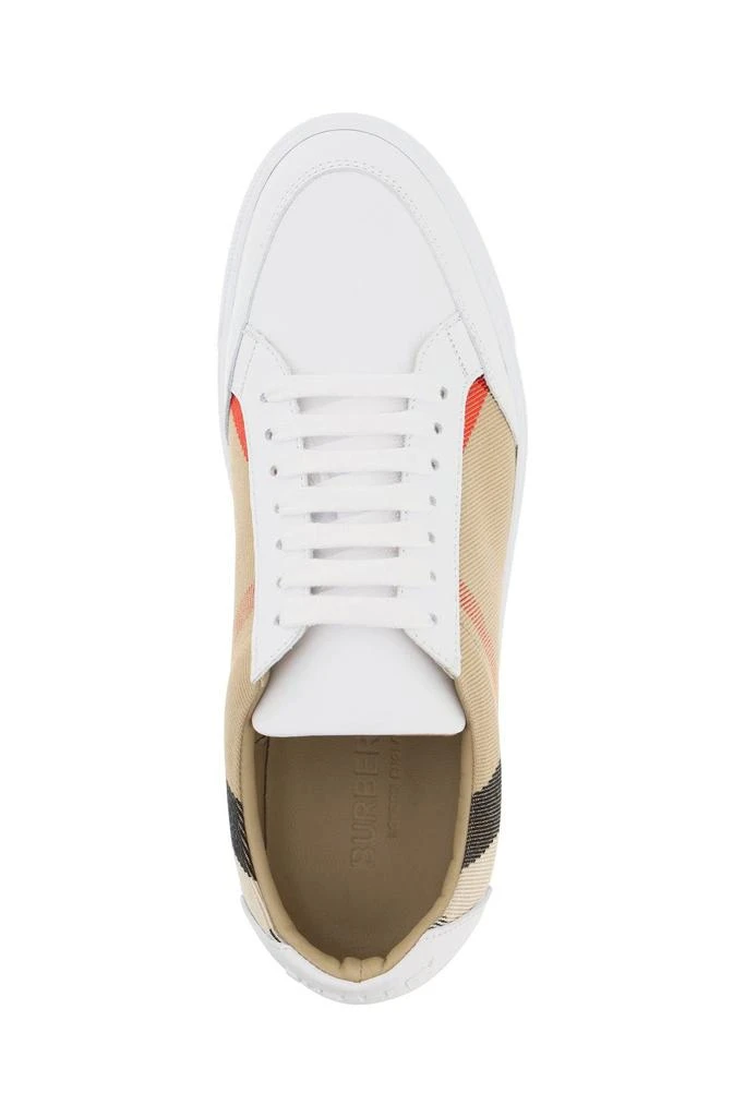 商品Burberry|CHECK FABRIC AND LEATHER SNEAKERS,价格¥2792,第3张图片详细描述