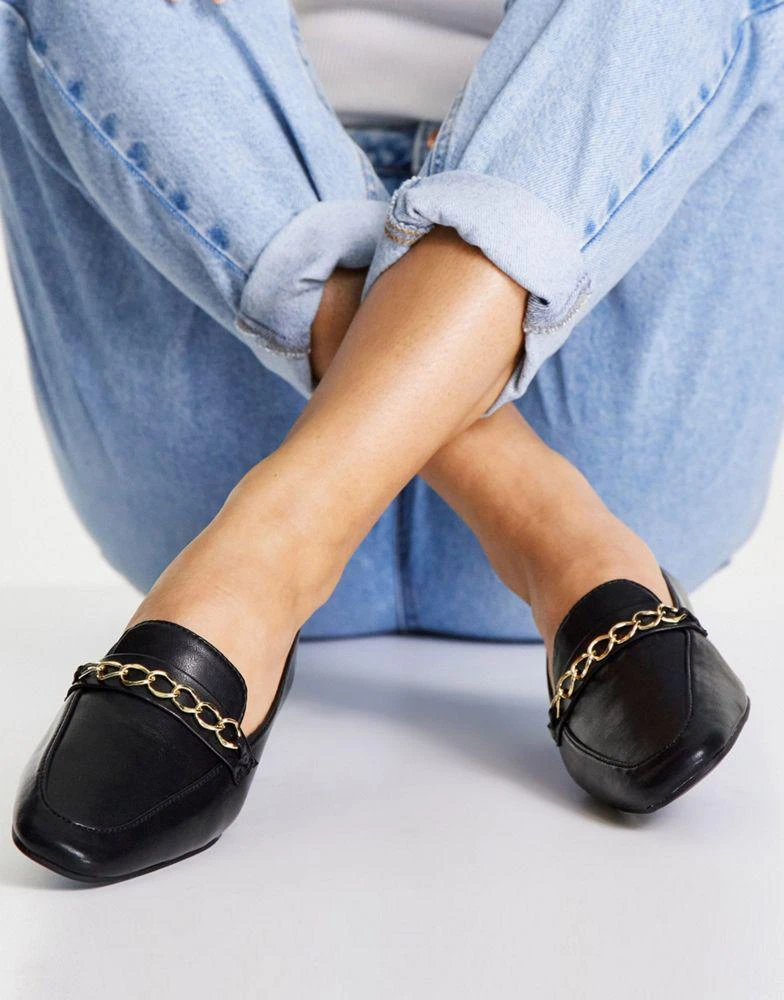 商品ASOS|ASOS DESIGN Mingle chain loafers in black,价格¥204,第2张图片详细描述