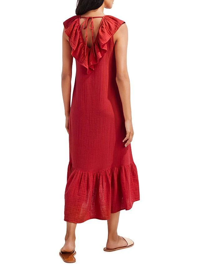 商品Vineyard Vines|Ruffle Trim Double Gauze Midi Dress,价格¥592,第3张图片详细描述