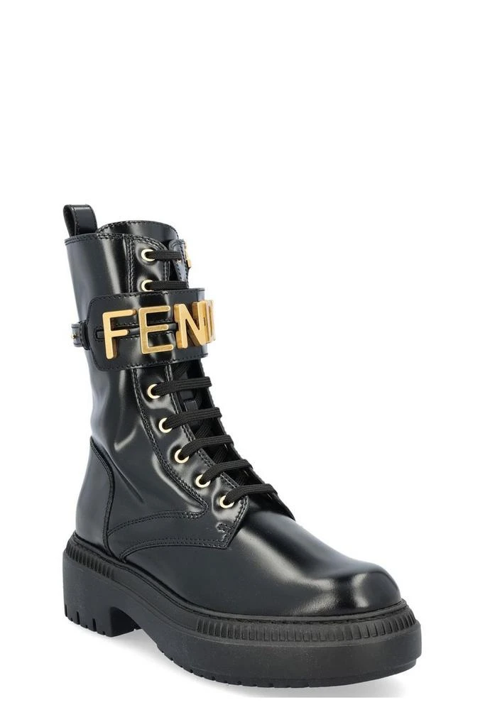 商品Fendi|Fendi Logo Plaque Lace-Up Biker Boots,价格¥10054,第2张图片详细描述
