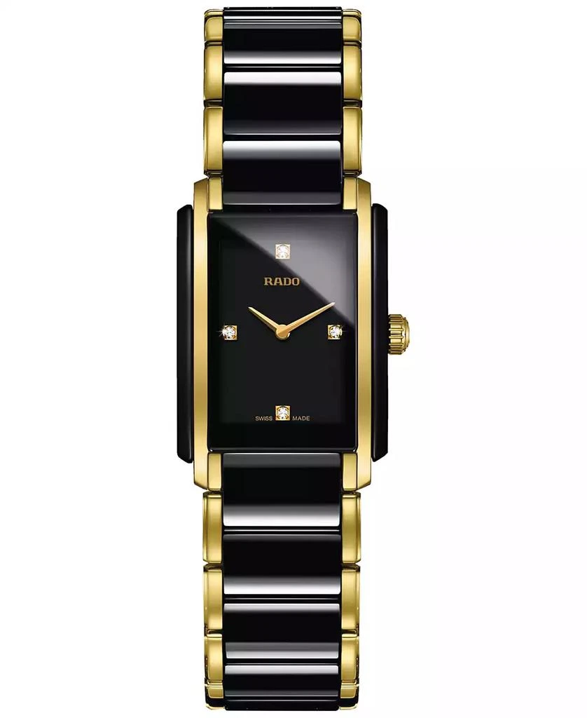 商品Rado|Women's Swiss Integral Diamond Accent Black Ceramic & Gold-Tone Stainless Steel Bracelet Watch 23x33mm R20845712,价格¥18172,第1张图片