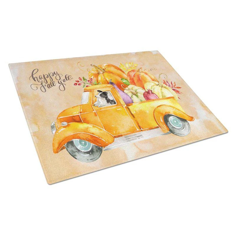 商品Caroline's Treasures|CK2657LCB Fall Harvest Border Collie Glass Cutting Board L,价格¥259,第1张图片