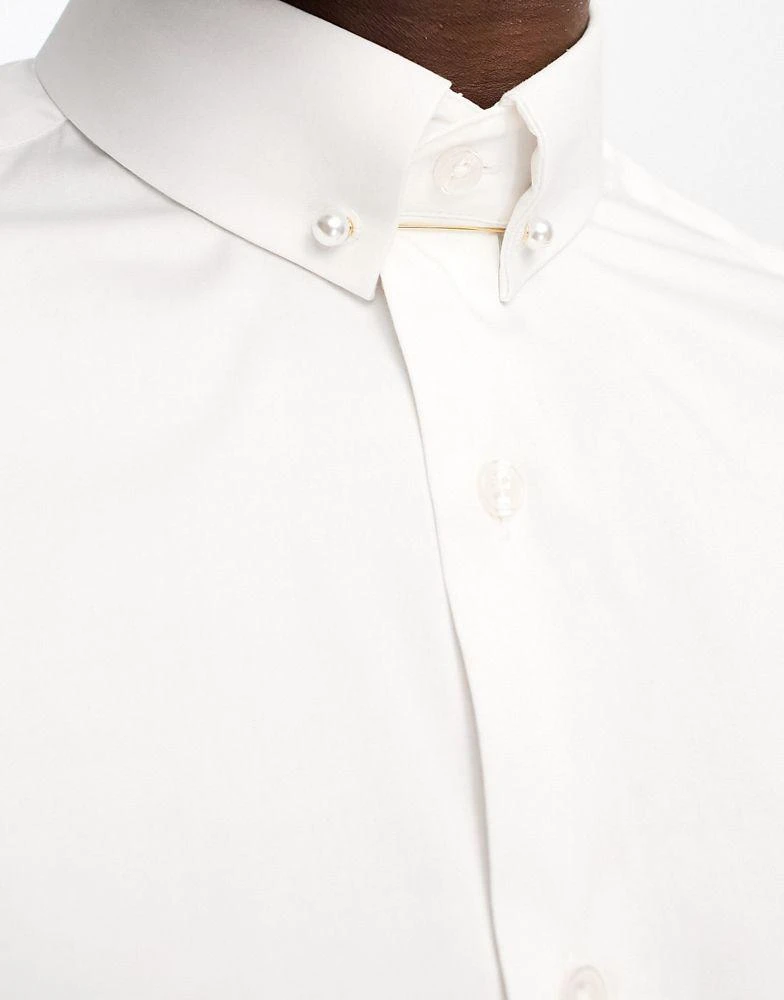 商品ASOS|ASOS DESIGN wedding suit pin with pearl detail in gold tone,价格¥48,第3张图片详细描述