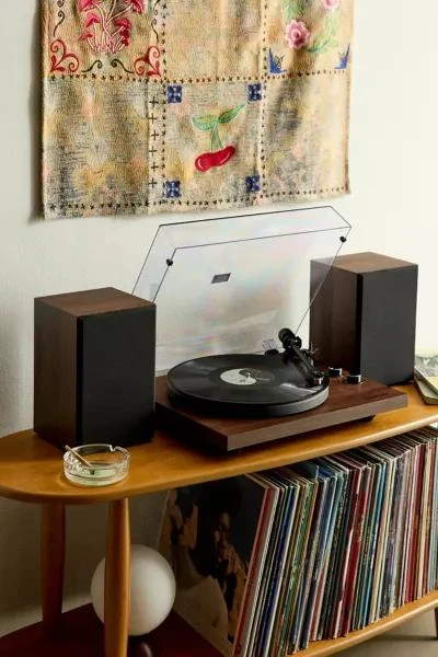 商品Crosley|Crosley C62 Record Player & Speakers Shelf System,价格¥2112,第1张图片