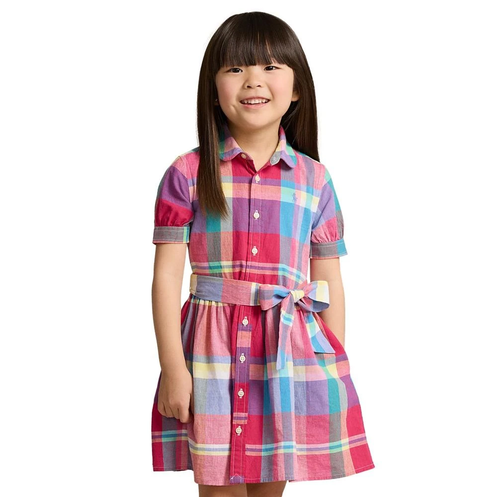 商品Ralph Lauren|Toddler and Little Girls Cotton Madras Shirtdress,价格¥342,第1张图片