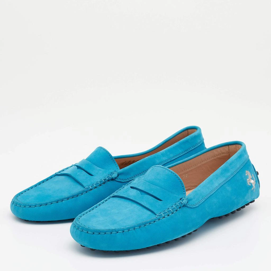 商品[二手商品] Tod's|Tod's for Ferrari Blue Nubuck Leather Slip On Loafers Size 38,价格¥1396,第2张图片详细描述