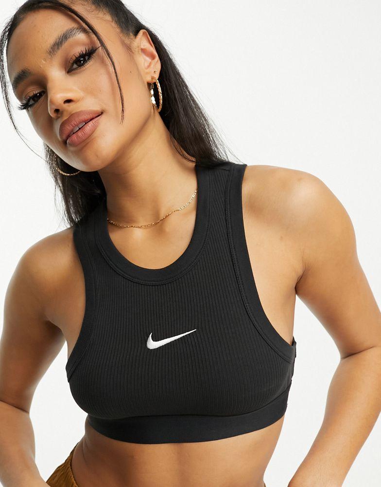 Nike trend ribbed crop tank vest top in black商品第4张图片规格展示