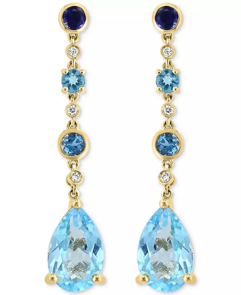商品Effy|EFFY® Multi-Gemstone (5-5/8 ct. t.w.) & Diamond (1/20 ct. t.w.) Linear Drop Earrings in 14k Gold,价格¥5361,第2张图片详细描述