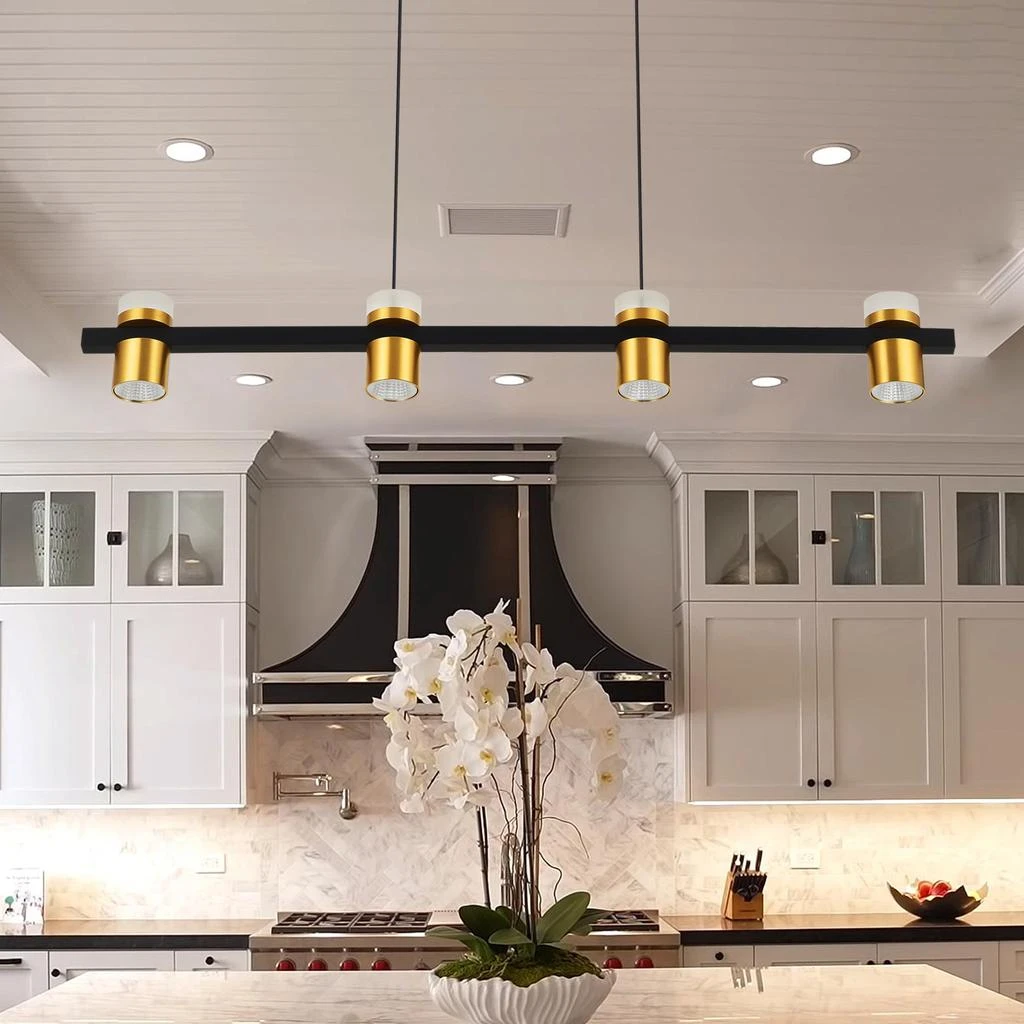 商品VONN Lighting|Ferro VMC34334BL 34" Up-Down 4-Light Pendant Lighting Height Adjustable Integrated LED Black Linear Chandelier,价格¥2293,第4张图片详细描述