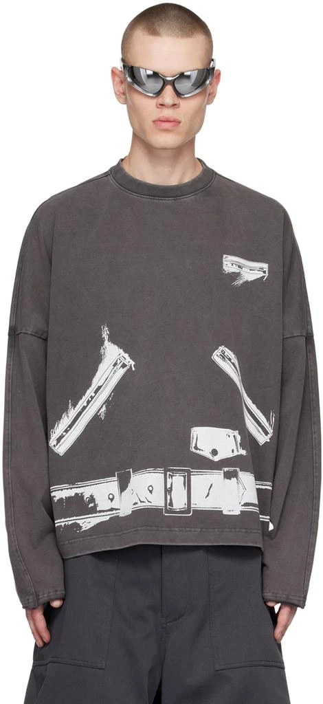 商品We11done|Gray Trompe L'Oeil Long Sleeve T-Shirt,价格¥1341,第1张图片