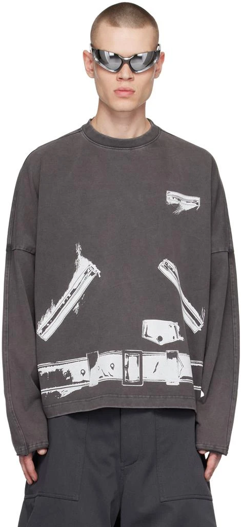 商品We11done|Gray Trompe L'Oeil Long Sleeve T-Shirt,价格¥1708,第1张图片