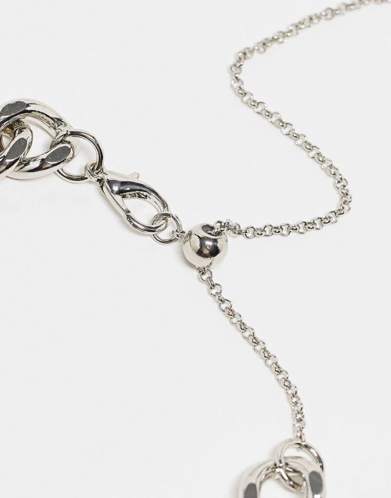 商品Reclaimed Vintage|Reclaimed Vintage unisex ultimate chunky heart chain necklace in silver,价格¥126,第2张图片详细描述