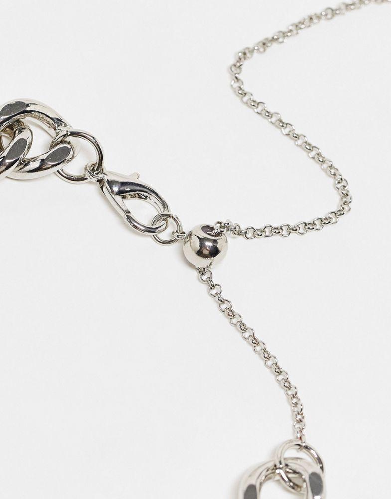 商品Reclaimed Vintage|Reclaimed Vintage unisex ultimate chunky heart chain necklace in silver,价格¥98,第4张图片详细描述