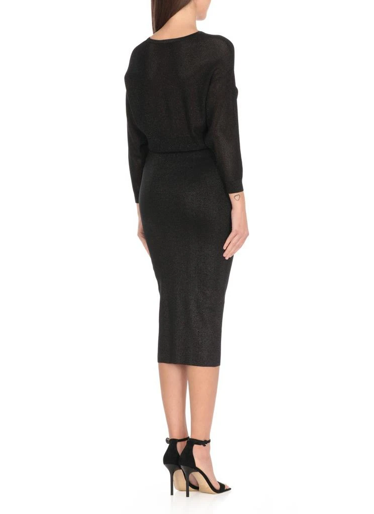 商品ELISABETTA FRANCHI|Black Viscose Midi Dress With Perforated Detailing,价格¥2149,第3张图片详细描述