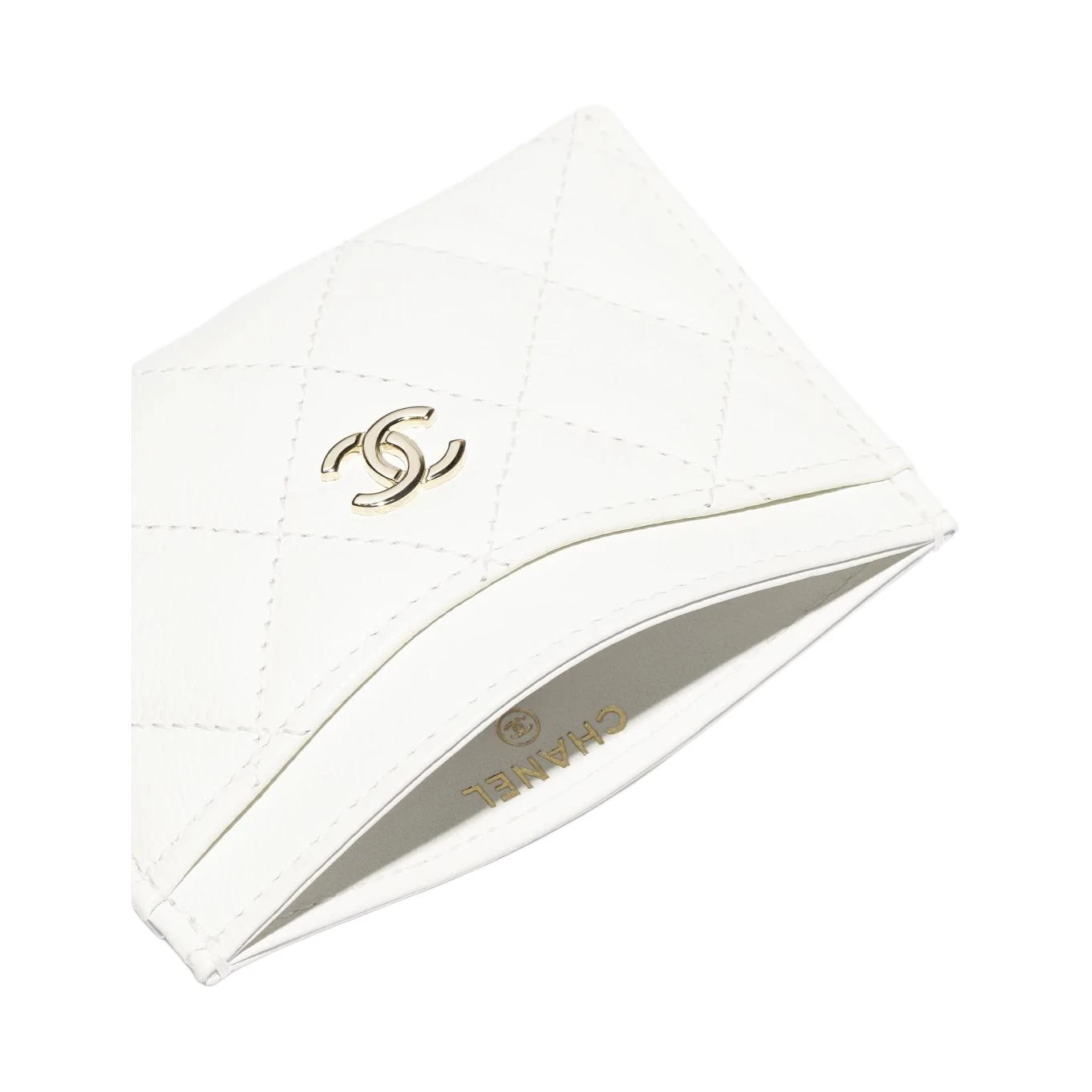 商品[国内直发] Chanel|香奈儿 25C 品牌徽标经典菱格纹绗缝 粒面牛皮 卡包 女款 白色,价格¥5922,第4张图片详细描述