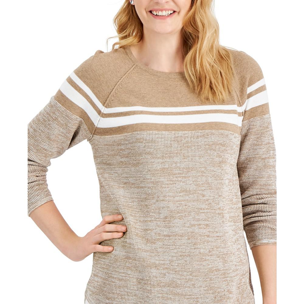 Women's Cotton Colorblocked Sweater, Created for Macy's商品第3张图片规格展示