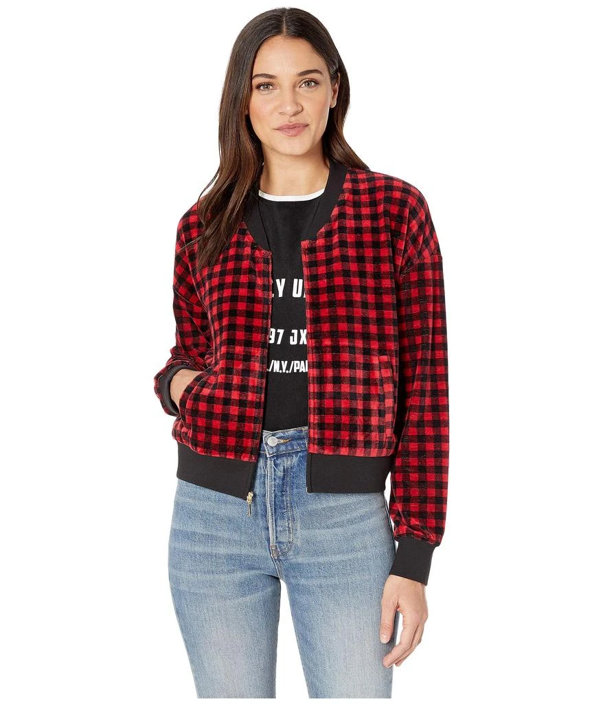 商品Juicy Couture|Printed Check Stretch Bomber Jacket,价格¥446,第1张图片