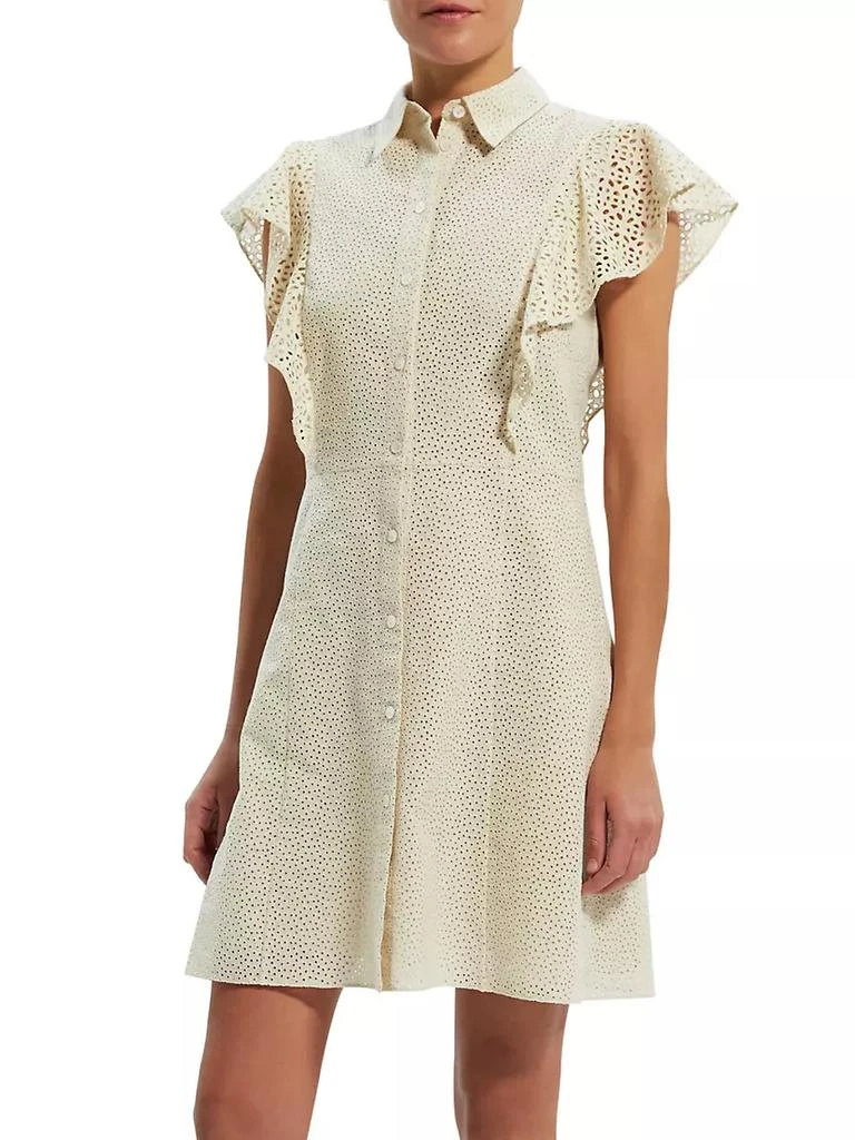 商品Theory|Nova Eyelet Ruffle Sleeve Shirtdress,价格¥738,第3张图片详细描述