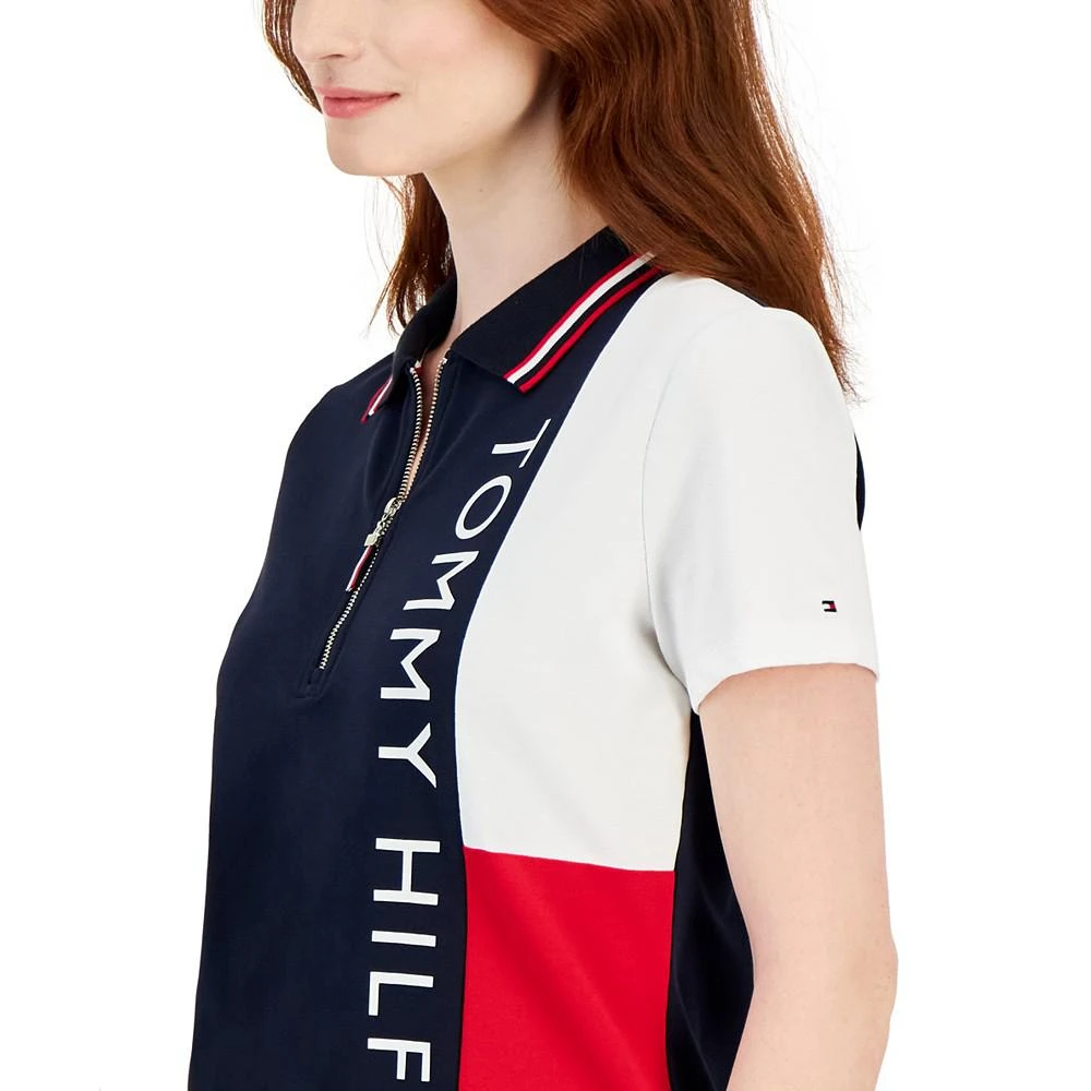 商品Tommy Hilfiger|Women's Colorblocked Logo Zip Polo Shirt,价格¥334,第3张图片详细描述