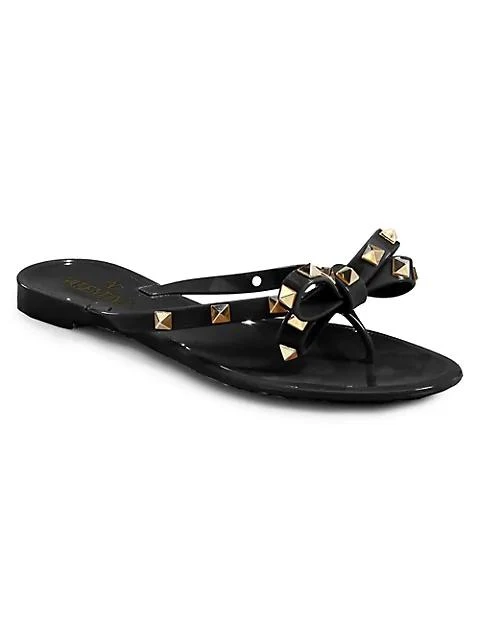 商品Valentino|Valentino Garavani Rockstud Bow Jelly Thong Sandals,价格¥3200,第1张图片