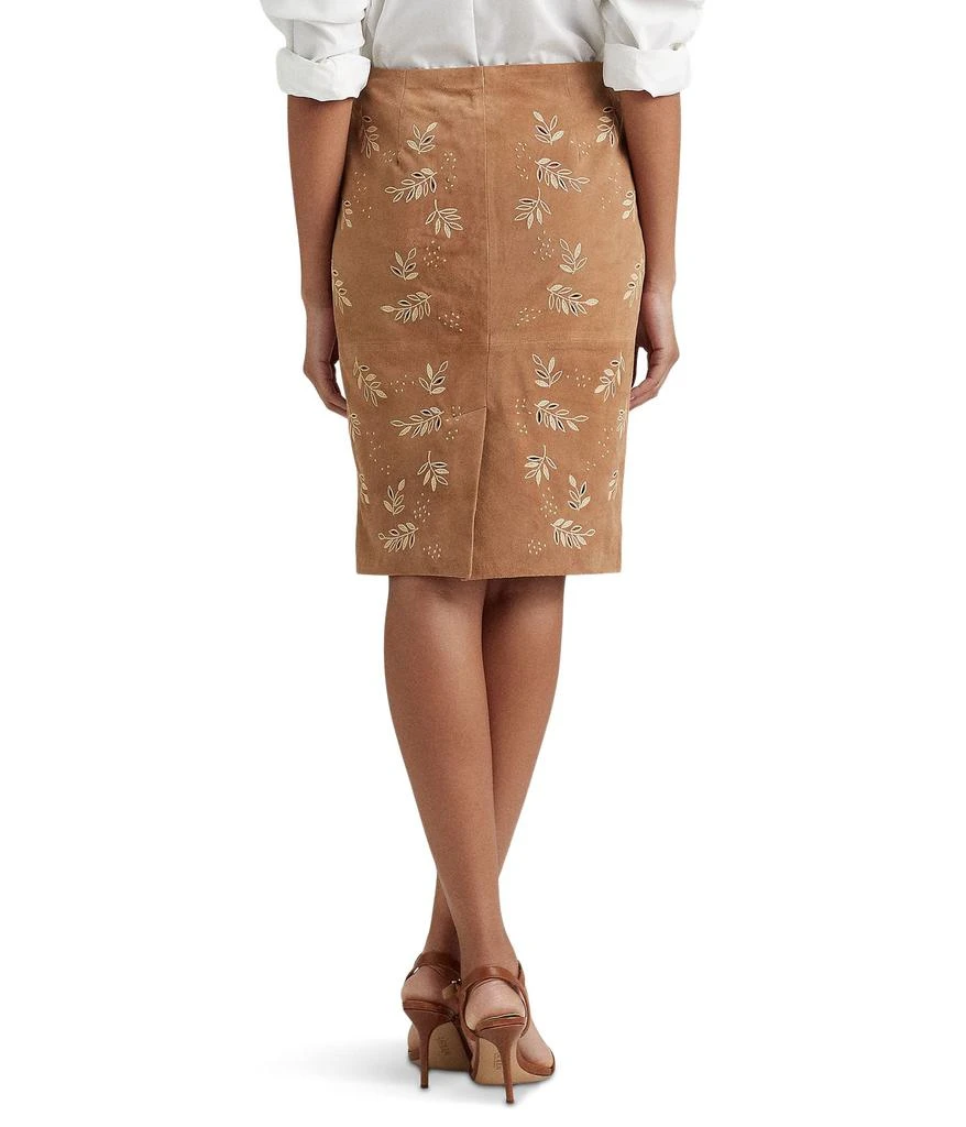 商品Ralph Lauren|Embroidered Suede Pencil Skirt,价格¥3630,第2张图片详细描述